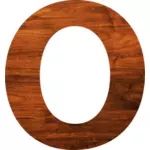 Huruf O dengan tekstur kayu