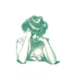 Garota triste borrada verde