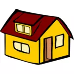 Imagine vectorială a galben desprinse Casa cu un acoperis rosu