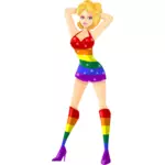 Eksoottinen tanssija LGBT-väreissä