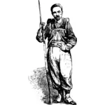 フランスの軽歩兵の衣装で立っている人のベクトル描画