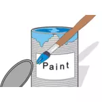 蓝色的油漆罐和刷子矢量图