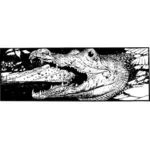 Wektor clipartów czarno-biały aligator głowy