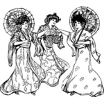Geishas kimono-vektoripiirroksessa