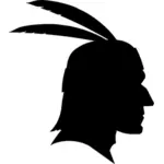 Американских индейцев профиль силуэт векторное изображение