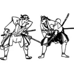 Guerreros samurai listos para pelear con gráficos vectoriales