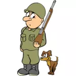 कुत्ते के साथ सैनिक