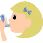 Vektorový obrázek mladé dívky pomocí astmatický sprej
