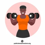 Athlete with dumbbells