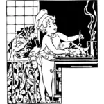 Grafika wektorowa dziecka jako kucharz gotowania