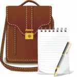 Notebook e bolsa de couro