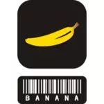 Vectorillustratie van twee stuk sticker voor bananen met barcode