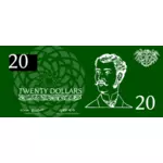 Dvacet dolarů bankovek vektorové ilustrace