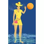 Пляж женщина в воде