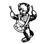 Medvídek s bubnem vektorové kreslení