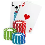 Illustration vectorielle de casino puces cartes de poker