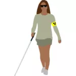 Векторное изображение слепой женщины ходить