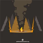 森の中のたき火