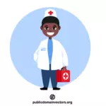 의사를 연기하는 소년
