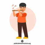 Niño tocando el vector de flauta