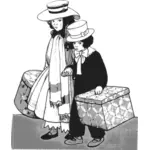 少年と少女のボックスを保持しているベクトル画像
