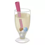 Farge tegning av en boblende i champagne glass