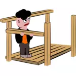 Vektorové ilustrace člověka, stavba dřevostavby