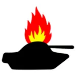 Горящий танк векторное изображение