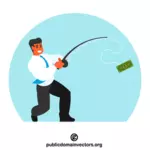 Forretningsmann fiske dollar
