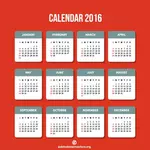 Calendário de 2016 em formato vetorial