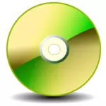 Gambar vektor tanda hijau mengkilap CD ROM gunung dengan bayangan