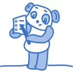 Vector Illustrasjon av Panda i pastell blått
