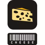 אוסף תמונות וקטורי של שני חלקים מדבקה גבינה עם ברקוד