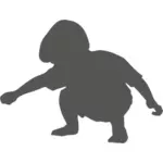 Vektorové ilustrace silhouette chlapce v podřepu