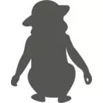 בתמונה וקטורית של צללית של ילדה טיגרס מכווץ את הכובע