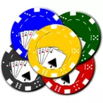 Vektör çizim casino fişleri ile poker kartları tasarımı