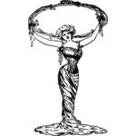 גרפיקה וקטורית של הגברת בשמלה מחזיקה מסגרת מעגל