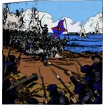 남북 전쟁의 큰 전투 장면의 벡터 그래픽