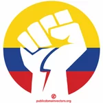 Punho cerrado com bandeira colombiana