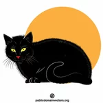 Vetor de arte do clipe de gato preto