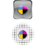 Vektortegning ikonsettstil for CMYK fargepalett