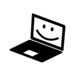 Ikona laptopa z uśmiechem na ekranie wektor clipart