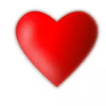Enkel röd färg ritning av ett glansigt kärlek hjärta