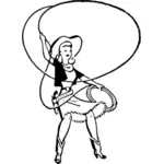 Vektortegning av cowgirl dans