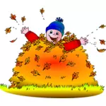 Bambino in foglie
