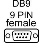 Port DB9-ženské vektorové kreslení