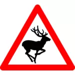 Vektorový obrázek jelenů, přes varování dopravní značka