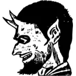 Векторная иллюстрация демона головы с остроконечными ушами