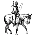 Berijden van een paard in een duikpak vector illustraties