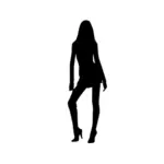 वेक्टर छवि एक miniskirt में एक जवान लड़की के काले सिल्हूट के
